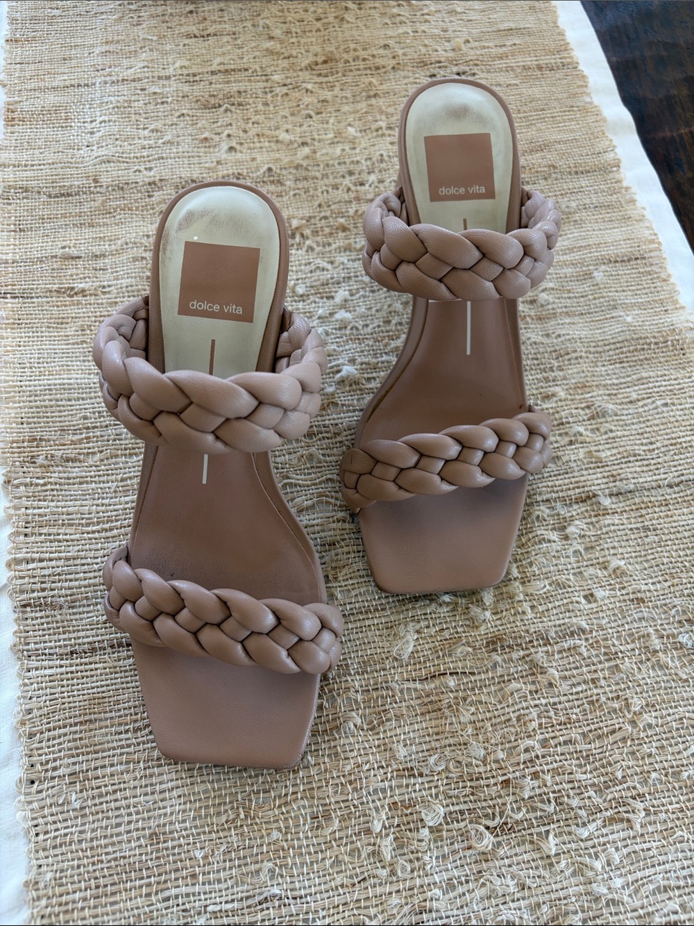 Dolce Vita Braided Double-Strap Slide Sandals - Taupe